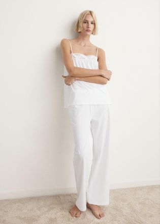 Mango Pantaloni pigiama lunghi cotone bianco - Home - S - MANGO HOME