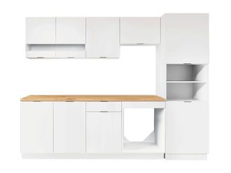 Vente-Unique Set Cucina Completo + Colonna Bianco E Naturale - Carmeo
