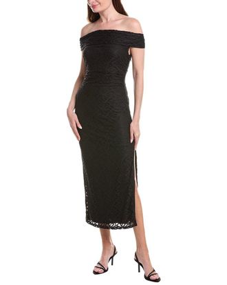 Adrianna Papell Off-The-Shoulder Lace Midi Dress