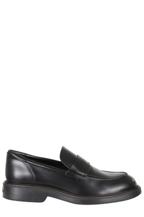 Hogan Black H704 Memory Foam Insole Leather Loafers