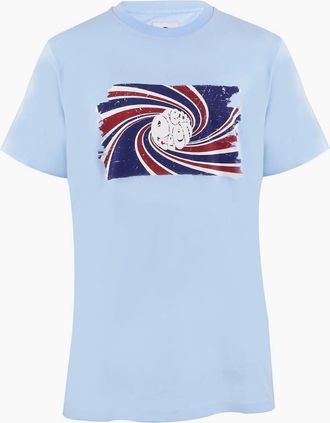 Pretty Green Mens Icon Swirl Crew Neck Regular Fit T-Shirt - Blue - Size: 38
