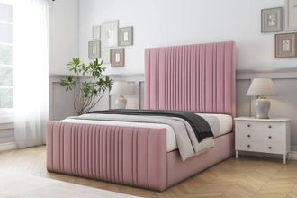 Comfort Beds The Foxy Plush Bed Frame - 50 Upholstered Headboard in Pink | Size: Single