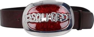 Dsquared2 Belts, female, Brown, ONE SIZE, Vintage Leather Belt with Front Logo