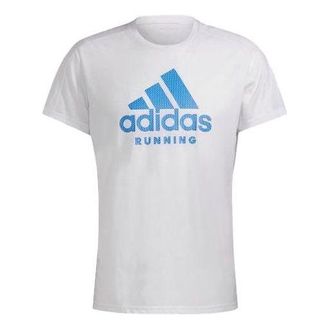 adidas Run Logo Tee M Logo Printing Round Neck Short Sleeve White GJ6474