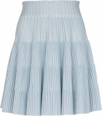 Balmain A-lijn geribbelde gebreide rok - Dames - Korte rokken - Blauw - S - Polyester - Rokken