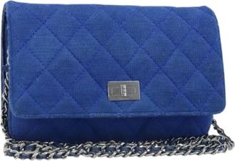 Chanel Pre-owned Cross Body Bags, female, Blue, Size: ONE SIZE Pre-owned Canvas Crossbody Bag
