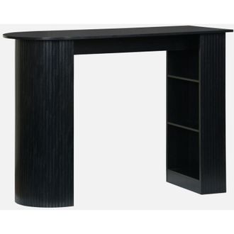 Sweeek Sweeek - Mesa Alta De Cocina De Madera Con Espacio De Almacenamiento, Wallis, Negro, 120x55x100 Cm