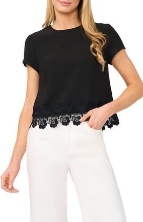 Ted Baker Issa Cap Sleeve Lace Hem Top in Rich Black at Nordstrom Rack, Size X-Large