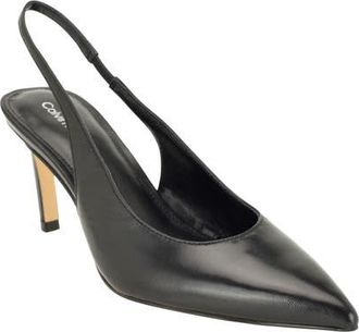 Calvin Klein Biancya Leather Slingback Pump in Black Leather at Nordstrom, Size 6.5