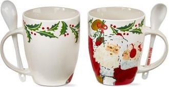 Tag Mistletoe Vintage Santa Mug with Spoon Bone China Drinkware in Multicolored at Nordstrom