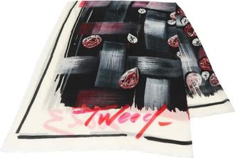 Chanel Scialle con stampa astratta 1986-1988 - Nero