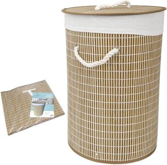 Trade Shop Trade Shop - Cesta Sucia Cesta Plegable De Bamb&uacute; Y Tela Salvadora