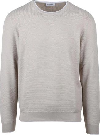 Heritage Beige Crew Neck Cotton Sweater