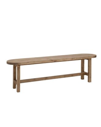 Deco Wood Banco de madera maciza ovalado en tono envejecido de 120x45cm