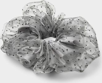Simons Womens Large contrast-dot organza-lining scrunchie