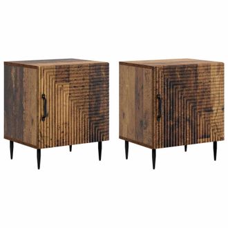 vidaXL Armario De Noche 2 Pcs Madera Envejecida 43 X 34,5 X 50 Cm Vidaxl