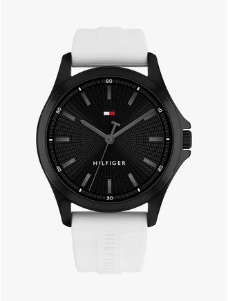 Tommy Hilfiger Mens 43MM Silicone Strap Sport Watch - Black/White