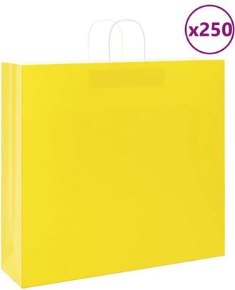 vidaXL Vidaxl - Bolsas De Papel Con Asas 250 Uds Amarillas 54x15x49 Cm