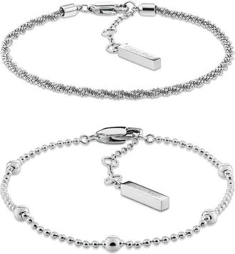 Calvin Klein Womens Layered Bracelet Set - Silver - OS