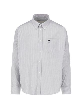 Ami Boxy Fit Shirt Button Down Collar And Embroidered Ami de Coeur