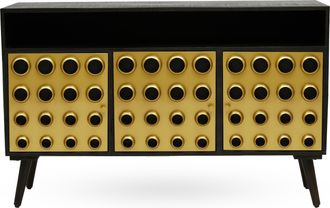 Premier Housewares Stylish Three-Drawer Mango Wooden Sideboard, Mid-Century Modern Side Board for Living Room Organization