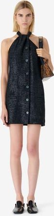 Iro Kiera Halter Mini Dress in Shiny Black at Nordstrom, Size 36 Eu