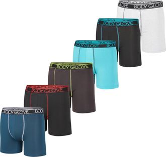 Body Glove Mens Boxer Briefs, Dry Fit Performance Underwear, Breathable Active Stretch Athletic Boxers, 6-Pack/Black, 6 Piece, Style a, Large