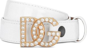 Dolce & Gabbana DG-logo leather belt - women - Calf Leather/Calf Leather - 100 - White