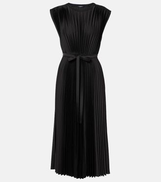 Joseph Volta belted plissé satin midi dress