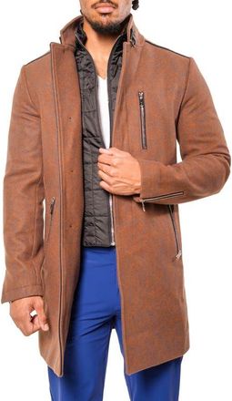 Maceoo Orange Wool Blend Car Coat with Quilted Bib at Nordstrom, Size 4