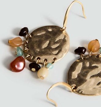 Mango Orecchini ciondolo perline oro - Donna - Taglia unica - MANGO