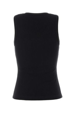 Alexander McQueen Womens Black Stretch Cotton Tank Top Exterior: Elastane Maglie Sweater