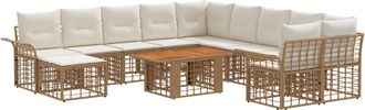 vidaXL Conjunto De Sof&aacute;s De Jard&iacute;n 12 Uds. Natural Y Crema Vidaxl