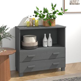 vidaXL Aparador Hamar Madera Maciza Pino Gris Oscuro 85x35x80 Cm Vidaxl