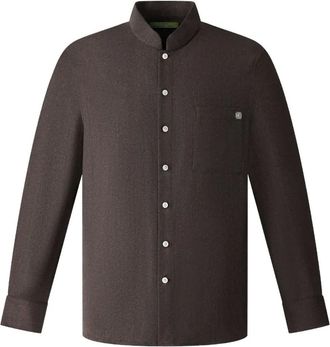 Shanghai Tang Wollen poloshirt met knopen - Bruin