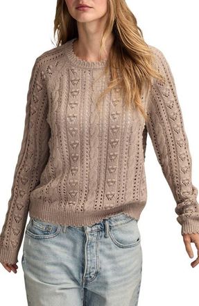 Lucky Brand Pointelle Sweater in Wheat Heather at Nordstrom, Size Medium