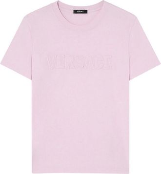 Versace Fringed Logo Embroidery T-Shirt