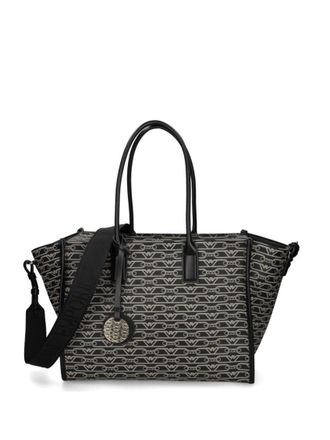 Emporio Armani Black Jacquard-logo-motif tote bag