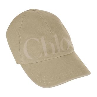 Chloé Accessoires, Dames, Beige, S, Katoen, Essentials Gewassen Katoenen Pet met Logo