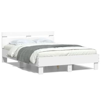 Berkfield Home Bed Frame with LED without Mattress White 120x200 cm | Size: Small Double