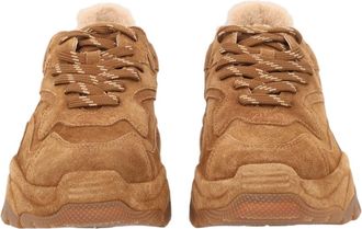 Ash Brown Chunky Fur-Lined Suede Sneakers