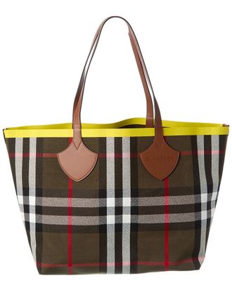 Burberry Check Large Reversible Canvas & Leather Tote