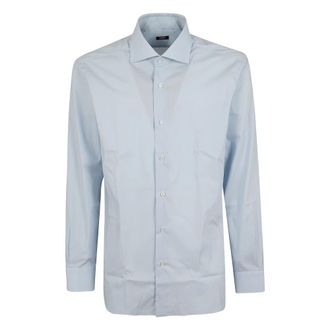 Barba Neck Shirt - Heren - Zakelijke Overhemden - Blauw - 4XL - Katoen - Overhemden