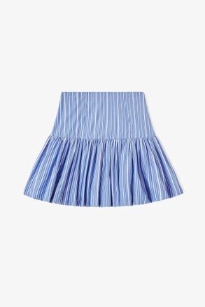 Ganni Nouvean Navy Skirt in Blue Stripes - Size 10/12 Organic Cotton