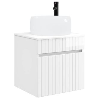 vidaXL Vanidad De Lavabo Montada En La Pared Blanco Brillante Vidaxl