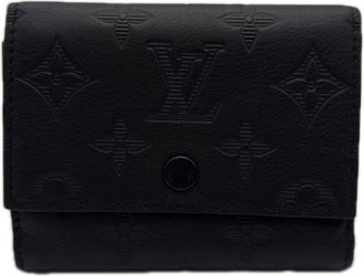 Louis Vuitton Monogram Shadow Black Leather Wallet (Tri-Fold) (Pre-Owned)