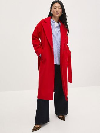 Ichi Womens Belted long overcoat