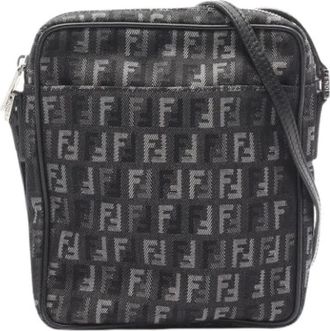 Fendi Pre-owned Vintage Canvas Crossbody Bag - Dames - Vintage Schoudertas - Zwart - ONE Size - Leer - Vintage