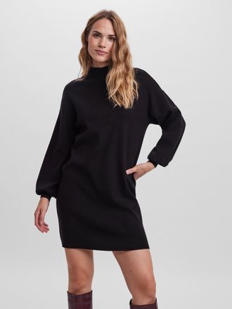 Vero Moda Strickkleid VERO MODA VMNANCY LS FUNNELNECK DRESS GA NOOS, Damen, Gr. XL, N-Gr, schwarz, Feinstrick, Obermaterial: 52% Viskose, 28% Polyester, 20% Nyl