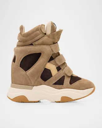 Isabel Marant Balskee Mixed Leather High-Top Sneakers